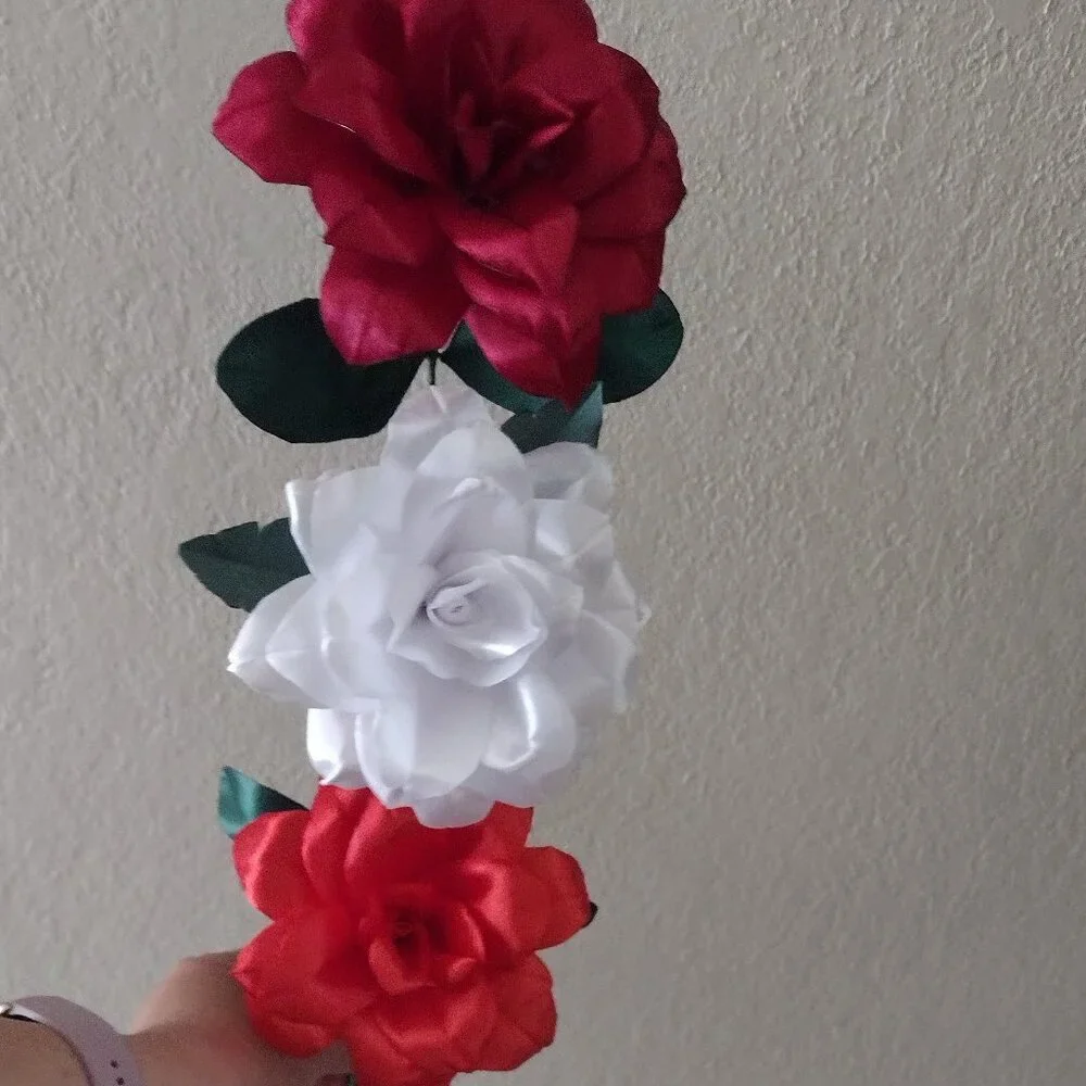 handmade ribbon flowers bouquet of 3 flowers
